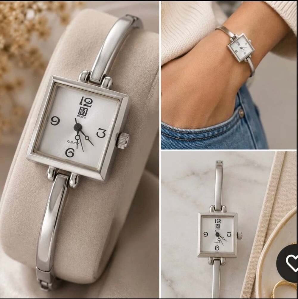 Maurices Women’s Silver Tone Square Face Bangle Cuff Quartz Watch